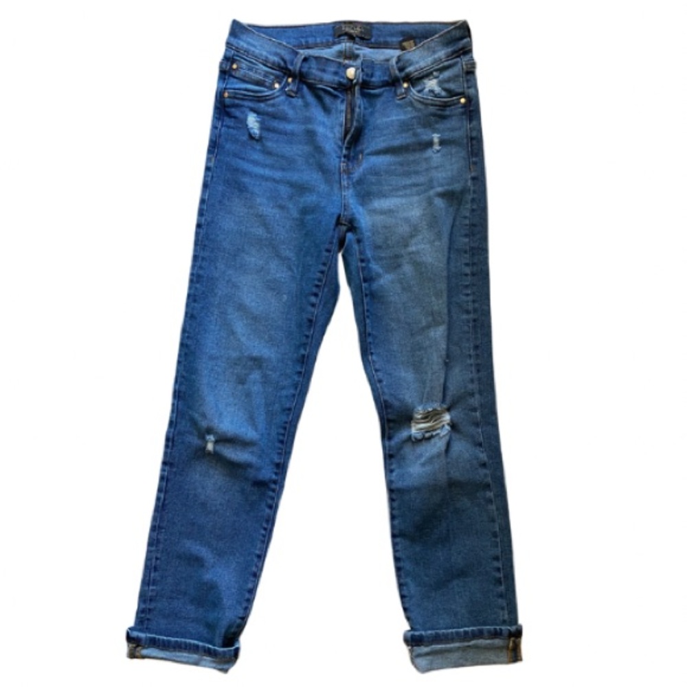 Rachel Roy Medium Wash Denim Jeans | Lightly Distressed Straight Leg | Size 6/28